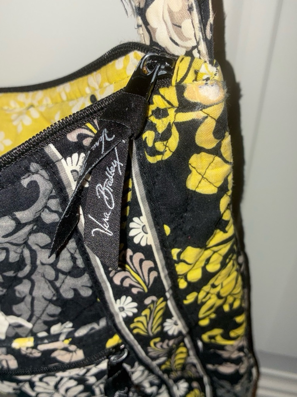 Vera Bradley Yellow and Black Quilted Floral Shoulder Bag